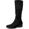 imageAllegra K Womens Slouch Round Toe Low Heel Boots Knee High BootsBlack