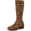 imageAllegra K Womens Slouch Round Toe Low Heel Boots Knee High BootsLeopard
