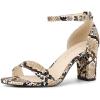 imageAllegra K Womens Snakeskin Heels Chunky Heels Ankle Strap SandalsKhaki Snake