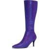 imageAllegra K Womens Sparkle Glitter Pointy Toe Stiletto Heel Knee High BootsPurple