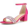 imageAllegra K Womens Sparkly Rhinestone Ankle Strap Chunky Heel SandalsHot Pink