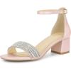 imageAllegra K Womens Sparkly Rhinestone Ankle Strap Chunky Heel SandalsPink