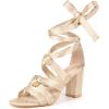 imageAllegra K Womens Strappy Lace Up Satin Chunky Heel SandalsChampagne