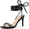 imageAllegra K Womens Strappy Lace Up Slingback Open Toe Stiletto Heel SandalsBlack