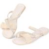 imageAllegra K Womens Strappy Pearl Strap Pleated Flat Slide Sandals
