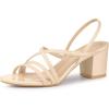 imageAllegra K Womens Strappy Slingback Chunky Heels Slide SandalsBeige Pink