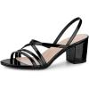 imageAllegra K Womens Strappy Slingback Chunky Heels Slide SandalsBlack