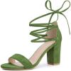 imageAllegra K Womens Tie Up Strappy Heels Chunky High Heels SandalOlive Green