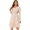 imageAllegra K Womens Valentines Day Floral Print VNeck Dress Smocked Waist Midi DressWhitered Floral