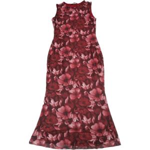 imageAllegra K Mesh Floral Dress for Womens Sleeveless Crew Neck Cocktail Party Midi DressesBurgundy