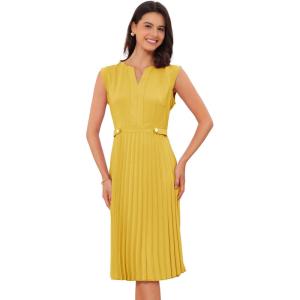 imageAllegra K Summer Dress for Womens 2024 Elegant Sleeveless V Neck ALine Pleated Flowy Midi DressGinger