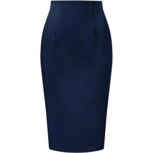 imageAllegra K Wear to Work Pencil Skirts for Womens Business Knee Length High Waist Bodycon Suit SkirtDark Blue
