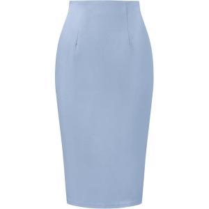 imageAllegra K Wear to Work Pencil Skirts for Womens Business Knee Length High Waist Bodycon Suit SkirtGrey Blue