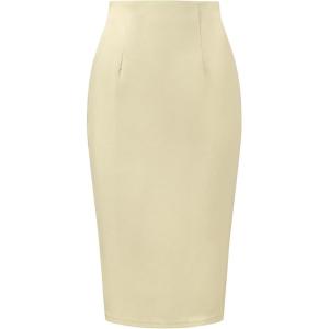 imageAllegra K Wear to Work Pencil Skirts for Womens Business Knee Length High Waist Bodycon Suit SkirtLight Khaki