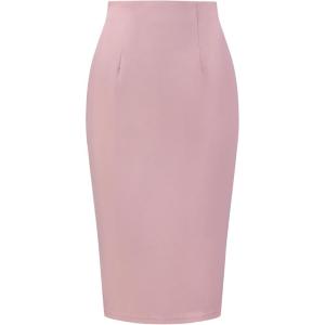 imageAllegra K Wear to Work Pencil Skirts for Womens Business Knee Length High Waist Bodycon Suit SkirtPink