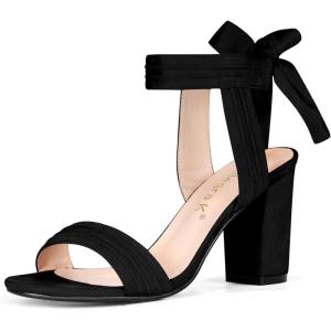 imageAllegra K Women Open Toe Ankle Tie Back Chunky Heel SandalsBlack