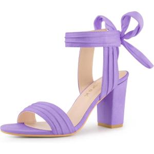 imageAllegra K Women Open Toe Ankle Tie Back Chunky Heel SandalsPurple