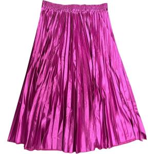 imageAllegra K Women Pleated Skirt Midi Length Elastic High Waisted A Line Metallic Shirring Party SkirtsMauve