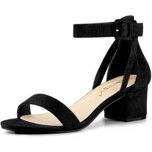 imageAllegra K Womens Ankle Strap Block Low Heel SandalBlack