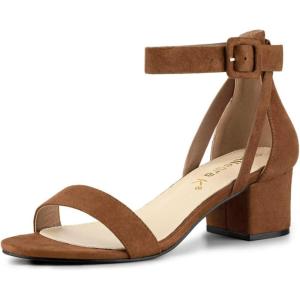 imageAllegra K Womens Ankle Strap Block Low Heel SandalBrown