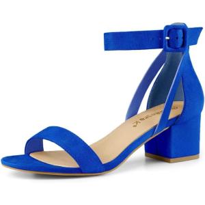 imageAllegra K Womens Ankle Strap Block Low Heel SandalDeep Blue