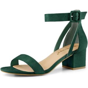 imageAllegra K Womens Ankle Strap Block Low Heel SandalGreen