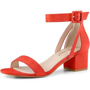 imageAllegra K Womens Ankle Strap Block Low Heel SandalOrange