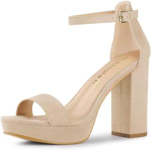 imageAllegra K Womens Ankle Strap Platform Chunky Heels SandalsBeige
