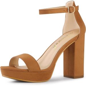 imageAllegra K Womens Ankle Strap Platform Chunky Heels SandalsBrown