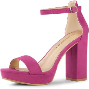 imageAllegra K Womens Ankle Strap Platform Chunky Heels SandalsHot Pink