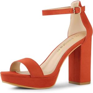 imageAllegra K Womens Ankle Strap Platform Chunky Heels SandalsOrange