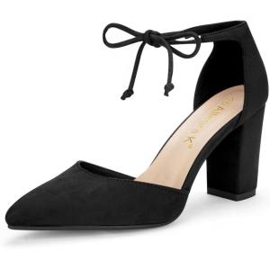 imageAllegra K Womens Ankle Tie Point Toe Dress PumpsBlackfaux Suede