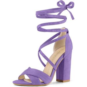 imageAllegra K Womens Block Heeled Lace Up SandalsPurple