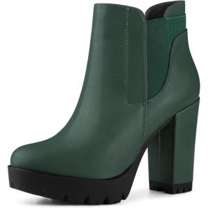 imageAllegra K Womens Chunky High Heel Platform Ankle BootsDark Green