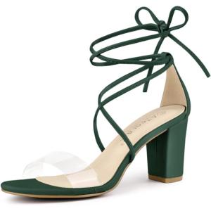imageAllegra K Womens Clear Strap Block Heels Lace Up Heels SandalsLight Green