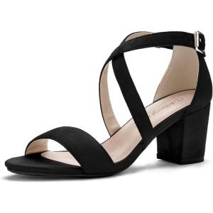 imageAllegra K Womens Crisscross Ankle Strap Block Heel SandalsBlack