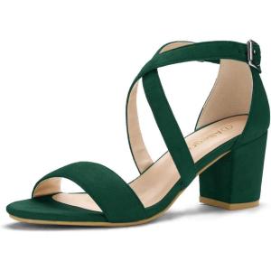 imageAllegra K Womens Crisscross Ankle Strap Block Heel SandalsGreen