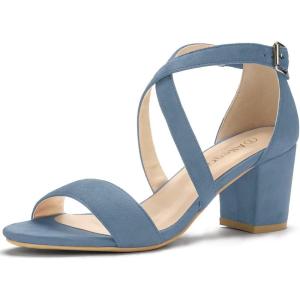 imageAllegra K Womens Crisscross Ankle Strap Block Heel SandalsHaze Blue