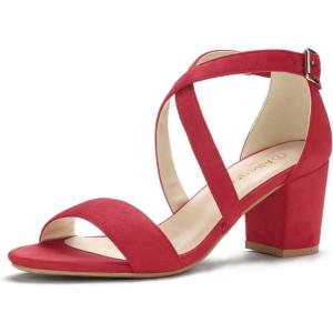 imageAllegra K Womens Crisscross Ankle Strap Block Heel SandalsRed