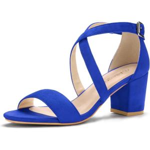 imageAllegra K Womens Crisscross Ankle Strap Block Heel SandalsRoyal Blue