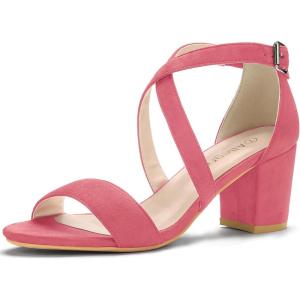 imageAllegra K Womens Crisscross Ankle Strap Block Heel SandalsWatermelon Red