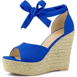 imageAllegra K Womens Espadrilles Tie Up Ankle Strap Wedges SandalsDeep Blue