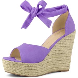 imageAllegra K Womens Espadrilles Tie Up Ankle Strap Wedges SandalsPurple