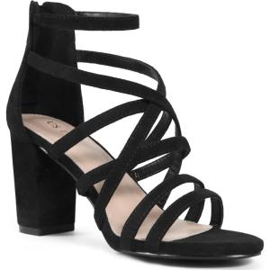 imageAllegra K Womens Gladiator Heels Strappy Back Zip Chunky Heel SandalsBlack