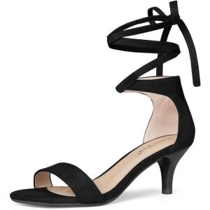 imageAllegra K Womens Kitten Heel Lace Up SandalsBlack
