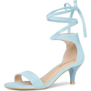 imageAllegra K Womens Kitten Heel Lace Up SandalsSky Blue