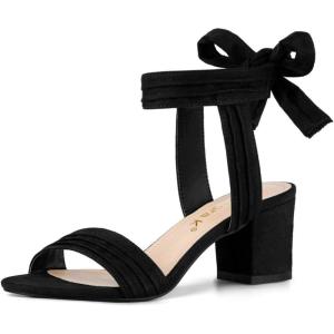 imageAllegra K Womens Open Toe Ankle Tie Back Block Heels SandalsBlack