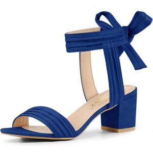 imageAllegra K Womens Open Toe Ankle Tie Back Block Heels SandalsDeep Blue