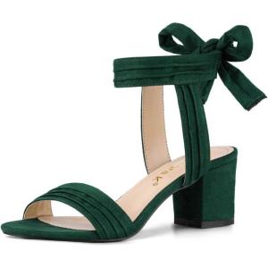 imageAllegra K Womens Open Toe Ankle Tie Back Block Heels SandalsGreen