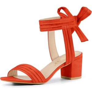 imageAllegra K Womens Open Toe Ankle Tie Back Block Heels SandalsOrange